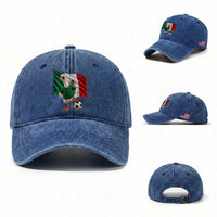 Funny Screaming Merlin the Duck Washed Cotton Baseball Cap Mexico Soccer Flag Football Fans