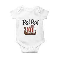Funny Norwegian Viking Longship Ro Ro Baby Onesie Retro Norge Norway Flag Football Fans