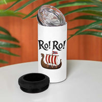 Funny Norwegian Viking Longship Ro Ro 4 in 1 Can Cooler Tumbler Retro Norge Norway Flag Football Fans