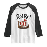 Funny Norwegian Viking Longship Ro Ro Raglan Shirt Retro Norge Norway Flag Football Fans