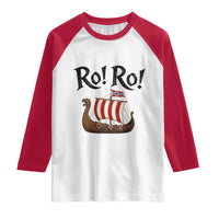 Funny Norwegian Viking Longship Ro Ro Raglan Shirt Retro Norge Norway Flag Football Fans
