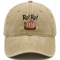 Funny Norwegian Viking Longship Ro Ro Washed Cotton Baseball Cap Retro Norge Norway Flag Football Fans