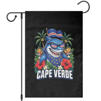 Cape Verde Cool Blue Shark Tropical Graphic Garden Flag Cabo Verde Paradise Verdean Soccer Football Fans