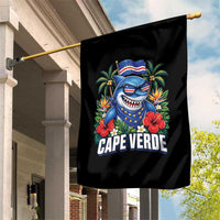 Cape Verde Cool Blue Shark Tropical Graphic Garden Flag Cabo Verde Paradise Verdean Soccer Football Fans