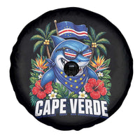 Cape Verde Cool Blue Shark Tropical Graphic Spare Tire Cover Cabo Verde Paradise Verdean Soccer Football Fans