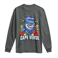 Cape Verde Cool Blue Shark Tropical Graphic Long Sleeve Shirt Cabo Verde Paradise Verdean Soccer Football Fans