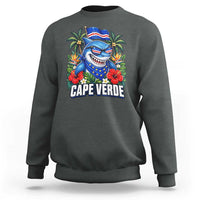 Cape Verde Cool Blue Shark Tropical Graphic Sweatshirt Cabo Verde Paradise Verdean Soccer Football Fans