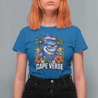 Cape Verde Cool Blue Shark Tropical Graphic T Shirt For Women Cabo Verde Paradise Verdean Soccer Football Fans