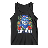 Cape Verde Cool Blue Shark Tropical Graphic Tank Top Cabo Verde Paradise Verdean Soccer Football Fans