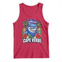 Cape Verde Cool Blue Shark Tropical Graphic Tank Top Cabo Verde Paradise Verdean Soccer Football Fans