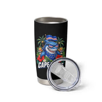 Cape Verde Cool Blue Shark Tropical Graphic Tumbler Cup Cabo Verde Paradise Verdean Soccer Football Fans