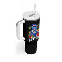 Cape Verde Cool Blue Shark Tropical Graphic Tumbler With Handle Cabo Verde Paradise Verdean Soccer Football Fans