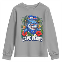 Cape Verde Cool Blue Shark Tropical Graphic Youth Sweatshirt Cabo Verde Paradise Verdean Soccer Football Fans