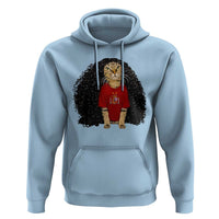 Funny Long Curly Hair Wig Soccer Cat Graphic Hoodie Spain Espana Sports Fans Meme Spanish Pride