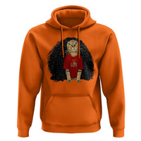Funny Long Curly Hair Wig Soccer Cat Graphic Hoodie Spain Espana Sports Fans Meme Spanish Pride