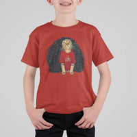 Funny Long Curly Hair Wig Soccer Cat Graphic T Shirt For Kid Spain Espana Sports Fans Meme Spanish Pride