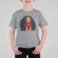 Funny Long Curly Hair Wig Soccer Cat Graphic T Shirt For Kid Spain Espana Sports Fans Meme Spanish Pride