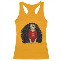Funny Long Curly Hair Wig Soccer Cat Graphic Racerback Tank Top Spain Espana Sports Fans Meme Spanish Pride