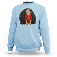 Funny Long Curly Hair Wig Soccer Cat Graphic Sweatshirt Spain Espana Sports Fans Meme Spanish Pride