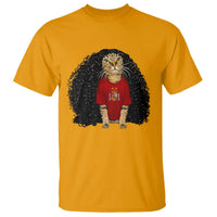 Funny Long Curly Hair Wig Soccer Cat Graphic T Shirt Spain Espana Sports Fans Meme Spanish Pride