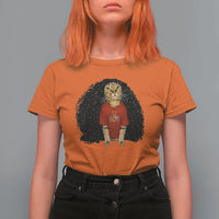 Funny Long Curly Hair Wig Soccer Cat Graphic T Shirt For Women Spain Espana Sports Fans Meme Spanish Pride