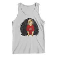Funny Long Curly Hair Wig Soccer Cat Graphic Tank Top Spain Espana Sports Fans Meme Spanish Pride
