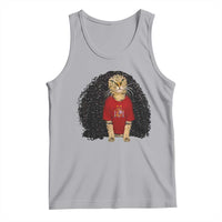 Funny Long Curly Hair Wig Soccer Cat Graphic Tank Top Spain Espana Sports Fans Meme Spanish Pride