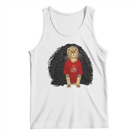 Funny Long Curly Hair Wig Soccer Cat Graphic Tank Top Spain Espana Sports Fans Meme Spanish Pride