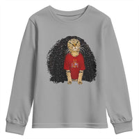 Funny Long Curly Hair Wig Soccer Cat Graphic Youth Sweatshirt Spain Espana Sports Fans Meme Spanish Pride