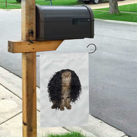 Funny Long Curly Hair Wig Cat Soccer Fans Garden Flag Football Meme Sports Humor