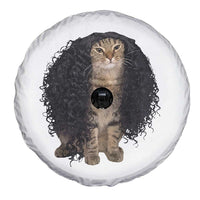 Funny Long Curly Hair Wig Cat Soccer Fans Spare Tire Cover Football Meme Sports Humor