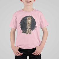 Funny Long Curly Hair Wig Cat Soccer Fans T Shirt For Kid Football Meme Sports Humor