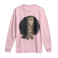 Funny Long Curly Hair Wig Cat Soccer Fans Long Sleeve Shirt Football Meme Sports Humor