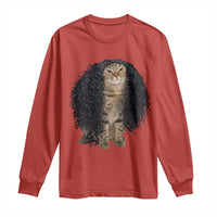 Funny Long Curly Hair Wig Cat Soccer Fans Long Sleeve Shirt Football Meme Sports Humor