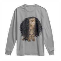 Funny Long Curly Hair Wig Cat Soccer Fans Long Sleeve Shirt Football Meme Sports Humor