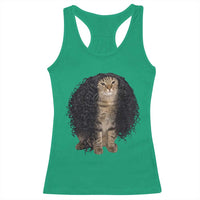 Funny Long Curly Hair Wig Cat Soccer Fans Racerback Tank Top Football Meme Sports Humor