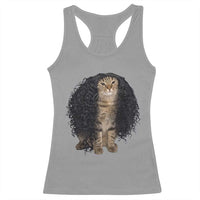 Funny Long Curly Hair Wig Cat Soccer Fans Racerback Tank Top Football Meme Sports Humor