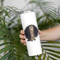 Funny Long Curly Hair Wig Cat Soccer Fans Skinny Tumbler Football Meme Sports Humor