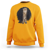 Funny Long Curly Hair Wig Cat Soccer Fans Sweatshirt Football Meme Sports Humor