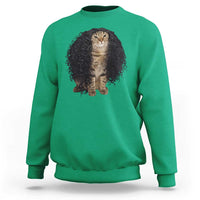 Funny Long Curly Hair Wig Cat Soccer Fans Sweatshirt Football Meme Sports Humor