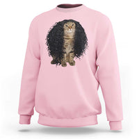 Funny Long Curly Hair Wig Cat Soccer Fans Sweatshirt Football Meme Sports Humor
