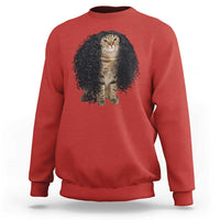 Funny Long Curly Hair Wig Cat Soccer Fans Sweatshirt Football Meme Sports Humor