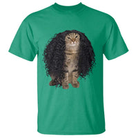 Funny Long Curly Hair Wig Cat Soccer Fans T Shirt Football Meme Sports Humor