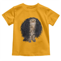 Funny Long Curly Hair Wig Cat Soccer Fans Toddler T Shirt Football Meme Sports Humor
