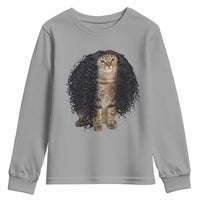 Funny Long Curly Hair Wig Cat Soccer Fans Youth Sweatshirt Football Meme Sports Humor