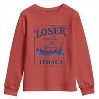 Funny Odysseus Journey Epic Odyssey Parody Youth Sweatshirt Retro Get In Loser Returning To Ithaca Greek Mythology Meme