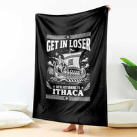 Funny Odysseus Get In Loser Returning To Ithaca Throw Blanket Epic Odyssey Meme Greek Mythology Humor