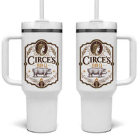 Circes BBQ Funny Greek Mythology Dark Humor Tumbler With Handle Slow Smoked Legendary Flavor Odysseus Pigs Odyssey Parody