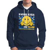 Down Syndrome Awareness Hoodie In October We Wear Blue And Yellow Support Squad - Wonder Print Shop