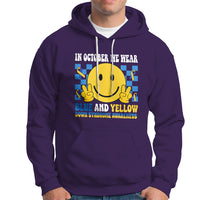 Down Syndrome Awareness Hoodie In October We Wear Blue And Yellow Support Squad - Wonder Print Shop
